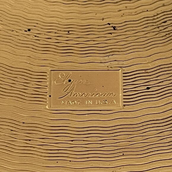 Elgin American Mirrored Compact Makeup Case Gold Tone Cherubs Flowers Midcentury - Picture 3 of 16